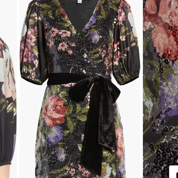 Beautiful, colourful sequins wrap dress in new condition from Nordstrom - Picture 3 of 14